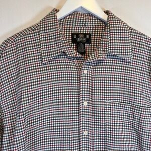 J. Riggins Button Down Shirt Mens Large Cotton Plaid Check Long Sleeve Classic L